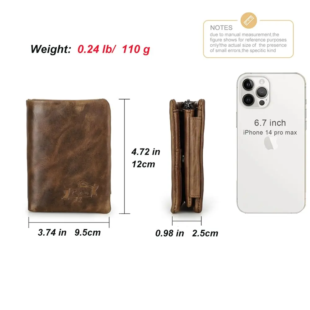 CONTACTS Crazy Horse Leather Bifold Wallet for Men | 12 cm (4.72 in) - view 5