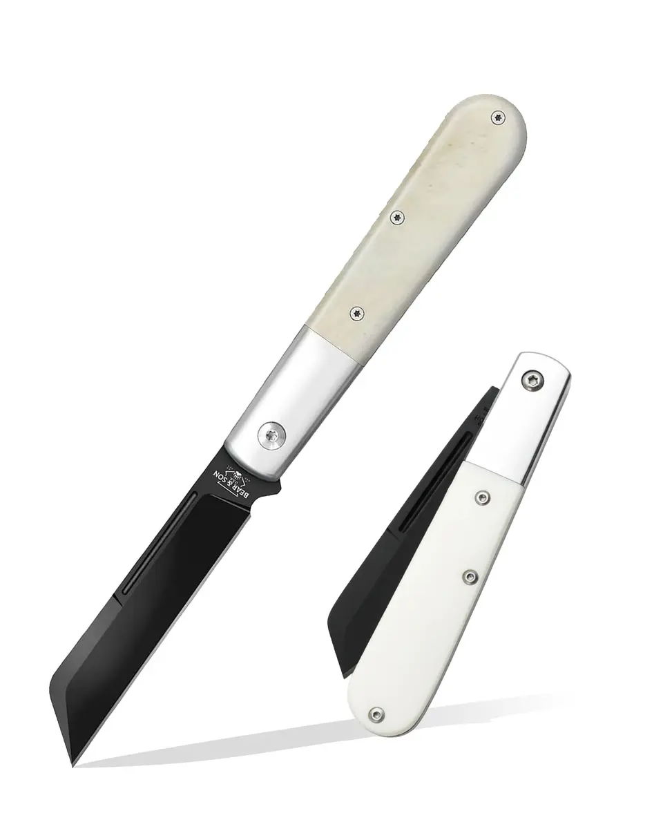 Bear & Son Modern White Smooth Bone Sheepfoot Barlow | 3 3/4" D2 Steel Blade, Lightweight & Slim Pocket Knife - main product image