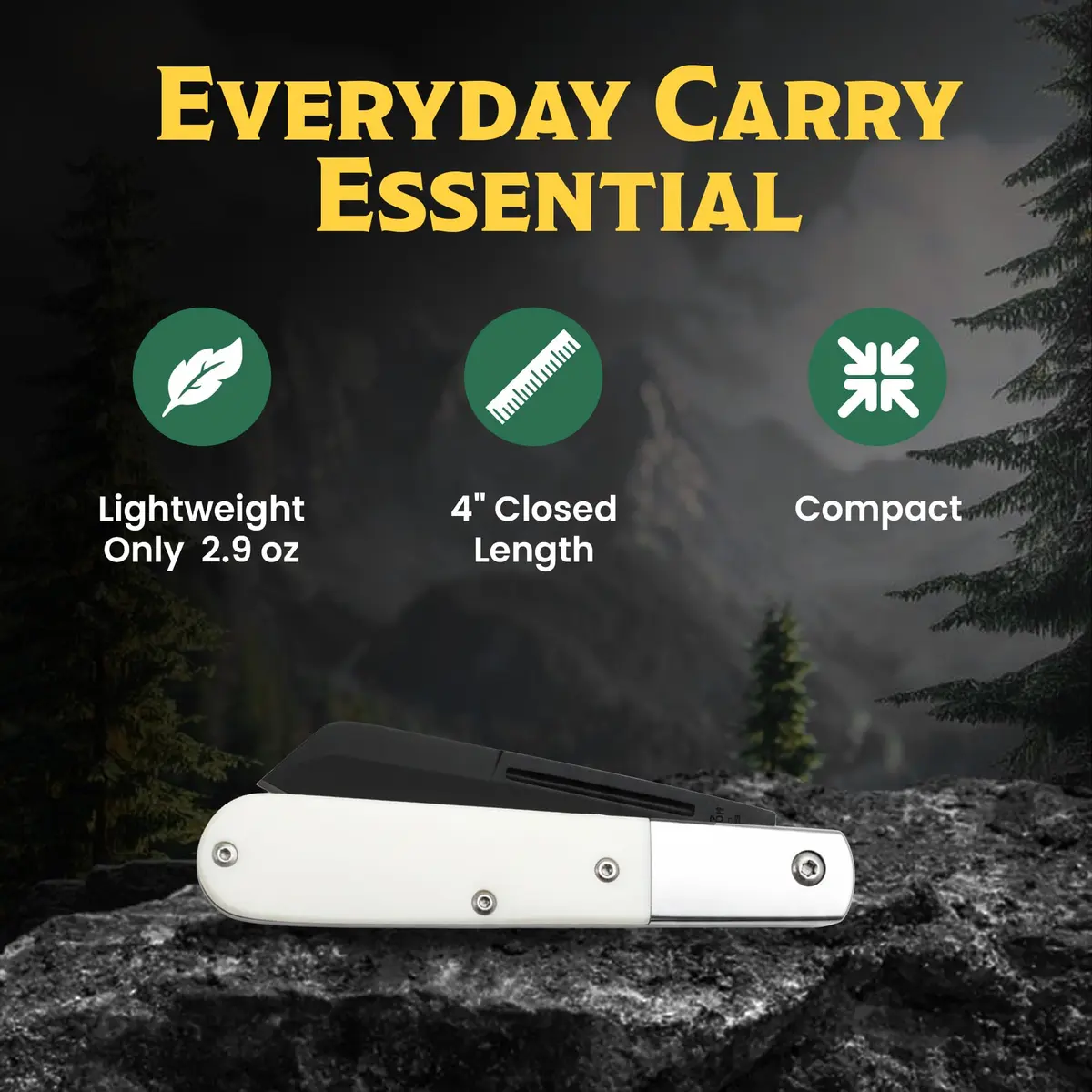 Bear & Son Modern White Smooth Bone Sheepfoot Barlow | 3 3/4" D2 Steel Blade, Lightweight & Slim Pocket Knife - view 3