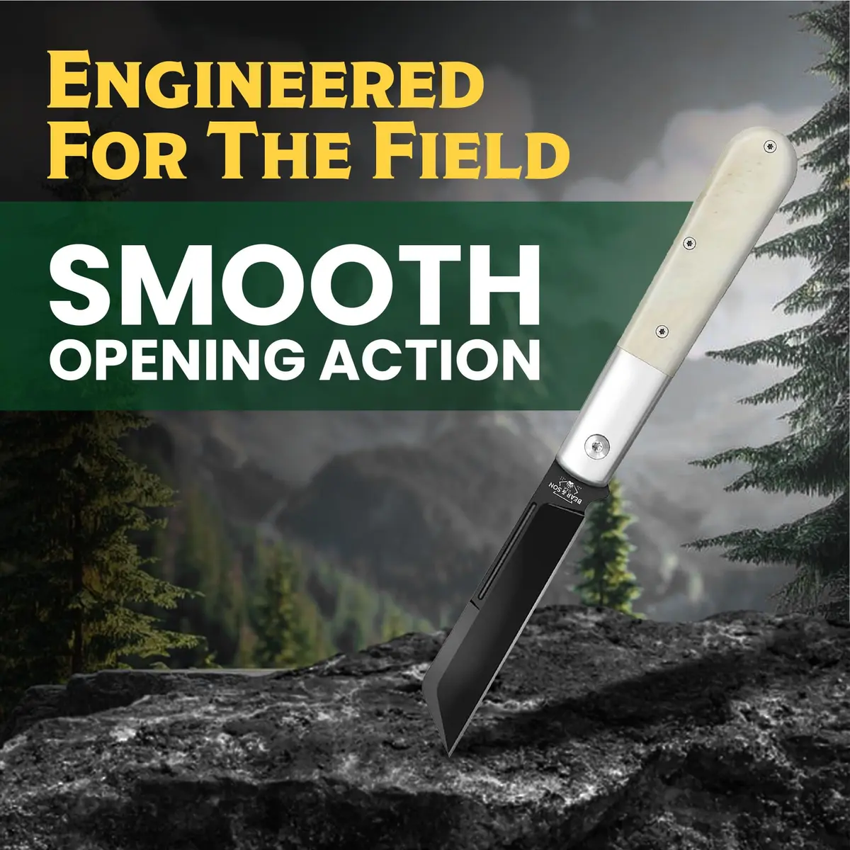 Bear & Son Modern White Smooth Bone Sheepfoot Barlow | 3 3/4" D2 Steel Blade, Lightweight & Slim Pocket Knife - view 4