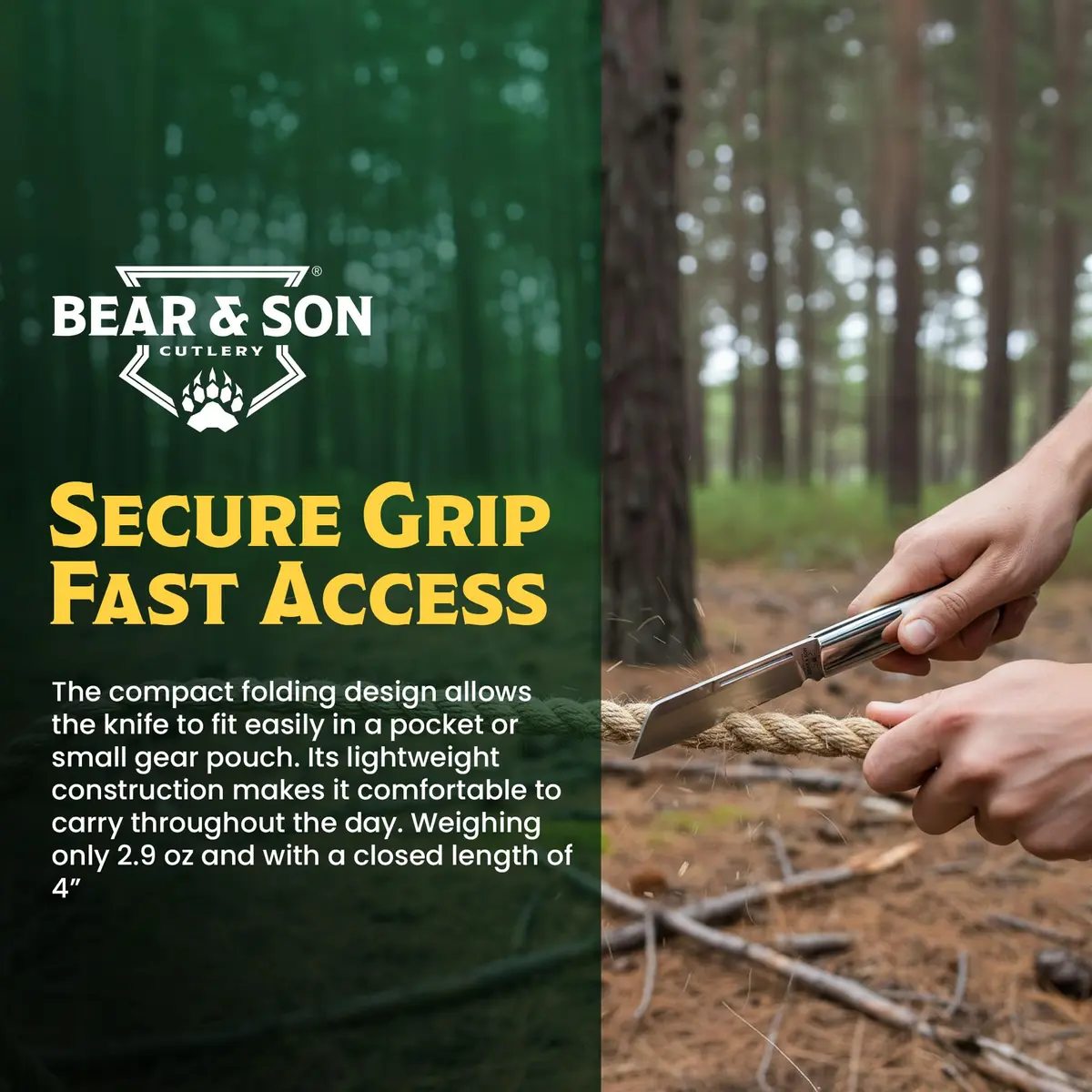 Bear & Son Barlow Pocket Knife 2-3/4" Sheepsfoot Blade | High Carbon Stainless Steel, White Bone Handle, Made in USA - view 6