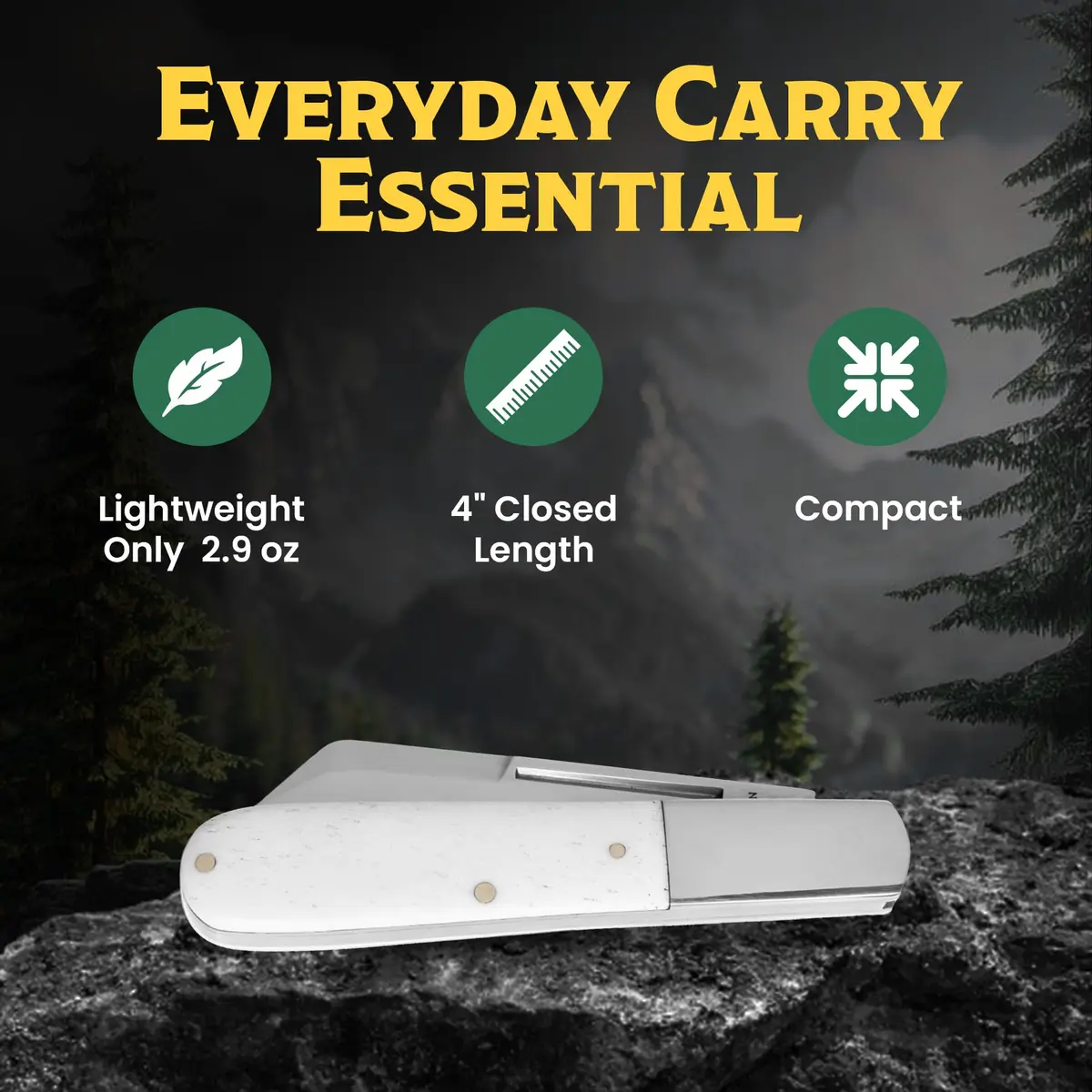 Bear & Son Barlow Pocket Knife 2-3/4" Sheepsfoot Blade | High Carbon Stainless Steel, White Bone Handle, Made in USA - view 3