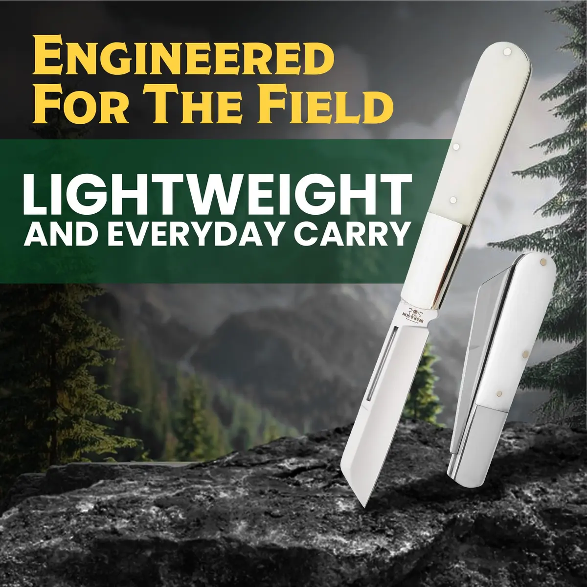 Bear & Son Barlow Pocket Knife 2-3/4" Sheepsfoot Blade | High Carbon Stainless Steel, White Bone Handle, Made in USA - view 4