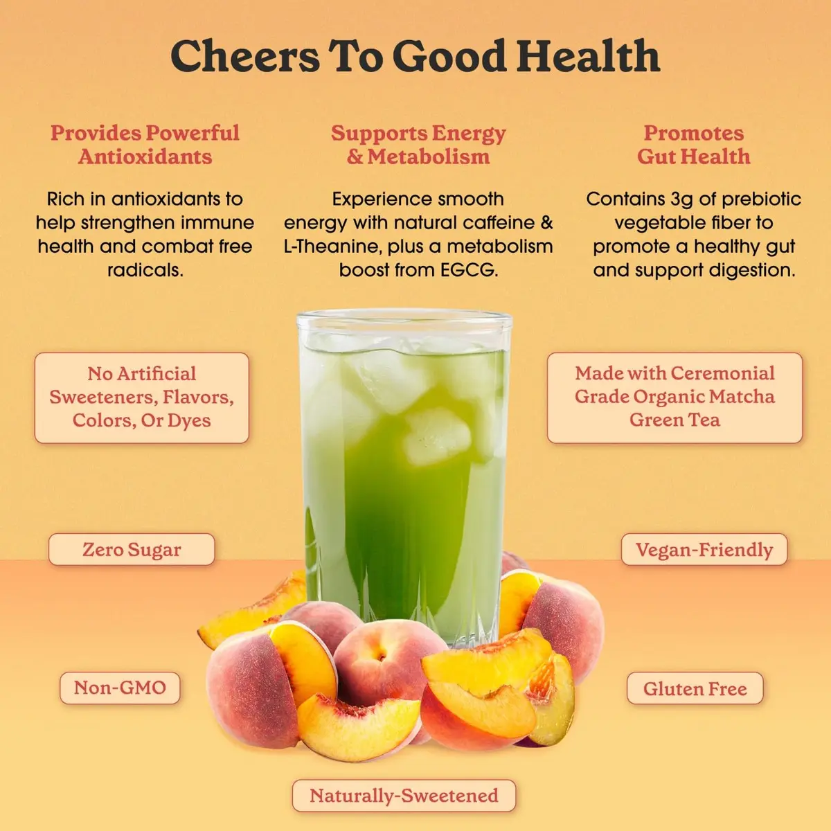 Fit & Lean Matcha Amore Iced Tea Peach 30 Servings | Organic Ceremonial Grade Matcha Green Tea, Naturally Sweetened, Zero Sugar - view 3