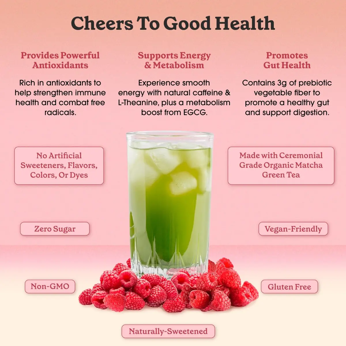 Fit & Lean Matcha Amore Iced Tea, Raspberry Flavor, 30 Servings | Organic, Vegan, Gluten-Free, Supports Gut & Focus - view 3