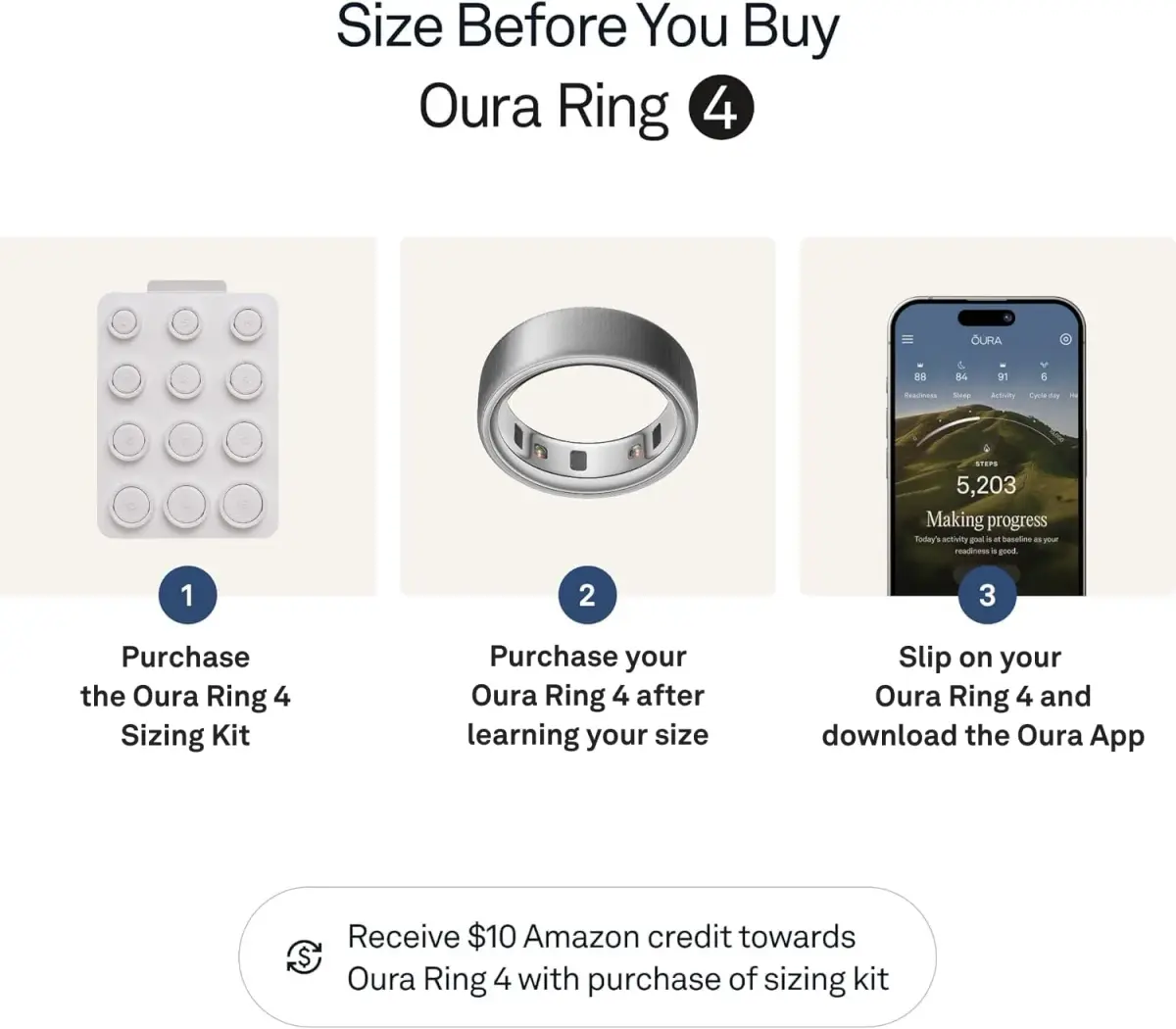 Oura Ring 4 Brushed Silver Size 6 | Smart Ring for Sleep, Activity, Women’s Health, AI Advisor - view 3