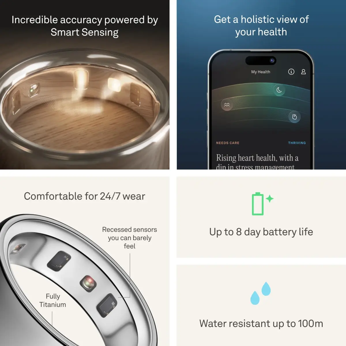 OURA Ring 4 Smart Ring - Silver, Size 10 | Tracks Sleep, Activity, Women's Health, AI Advisor, 5-8 Day Battery - view 4