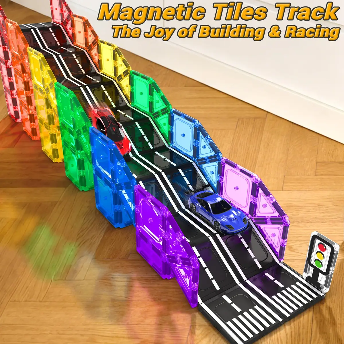 IGIVI 104 PCS Magnetic Tiles Road Set | STEM Magnetic Building Toys for 3+ Year Old Boys & Girls - view 2
