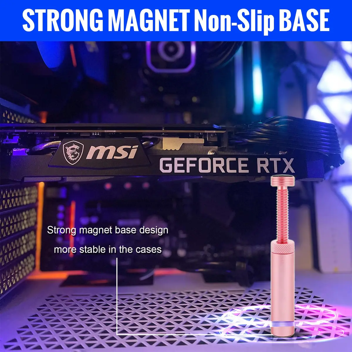 Aivalas Pink GPU Support Bracket | Height Adjustable Anti Sag Holder for Universal Graphics Card - view 5