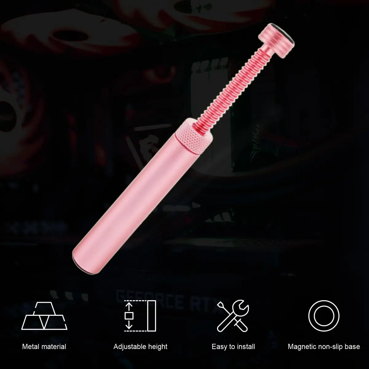 Aivalas Pink GPU Support Bracket | Height Adjustable Anti Sag Holder for Universal Graphics Card - view 3