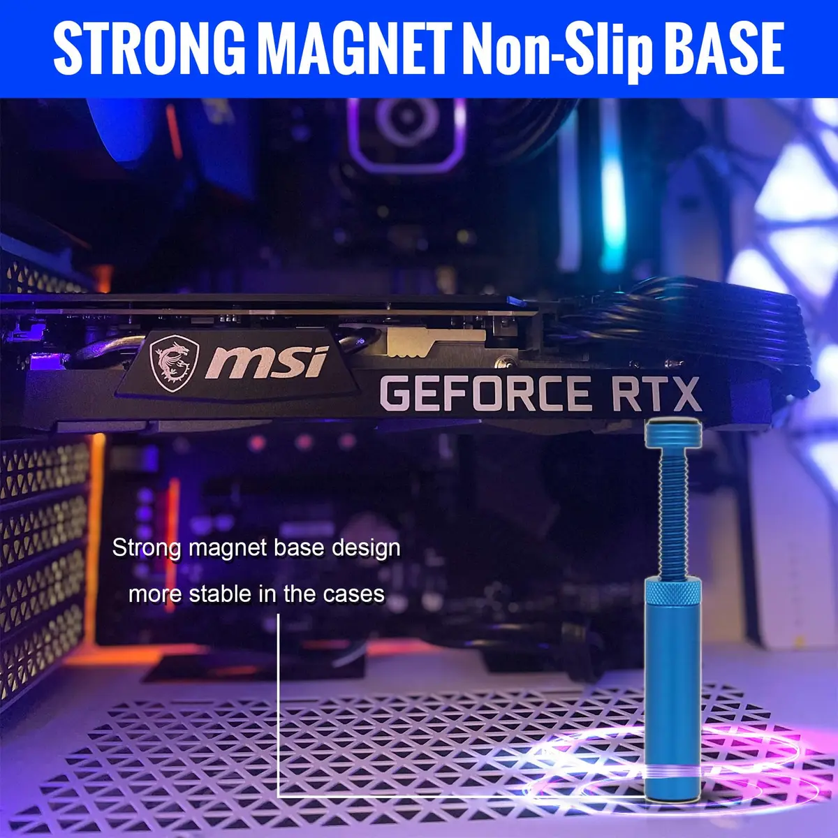 Aivalas Graphics Card GPU Brace Support | Anti Sag Holder, Height Adjustable, Aluminum, Blue - view 6