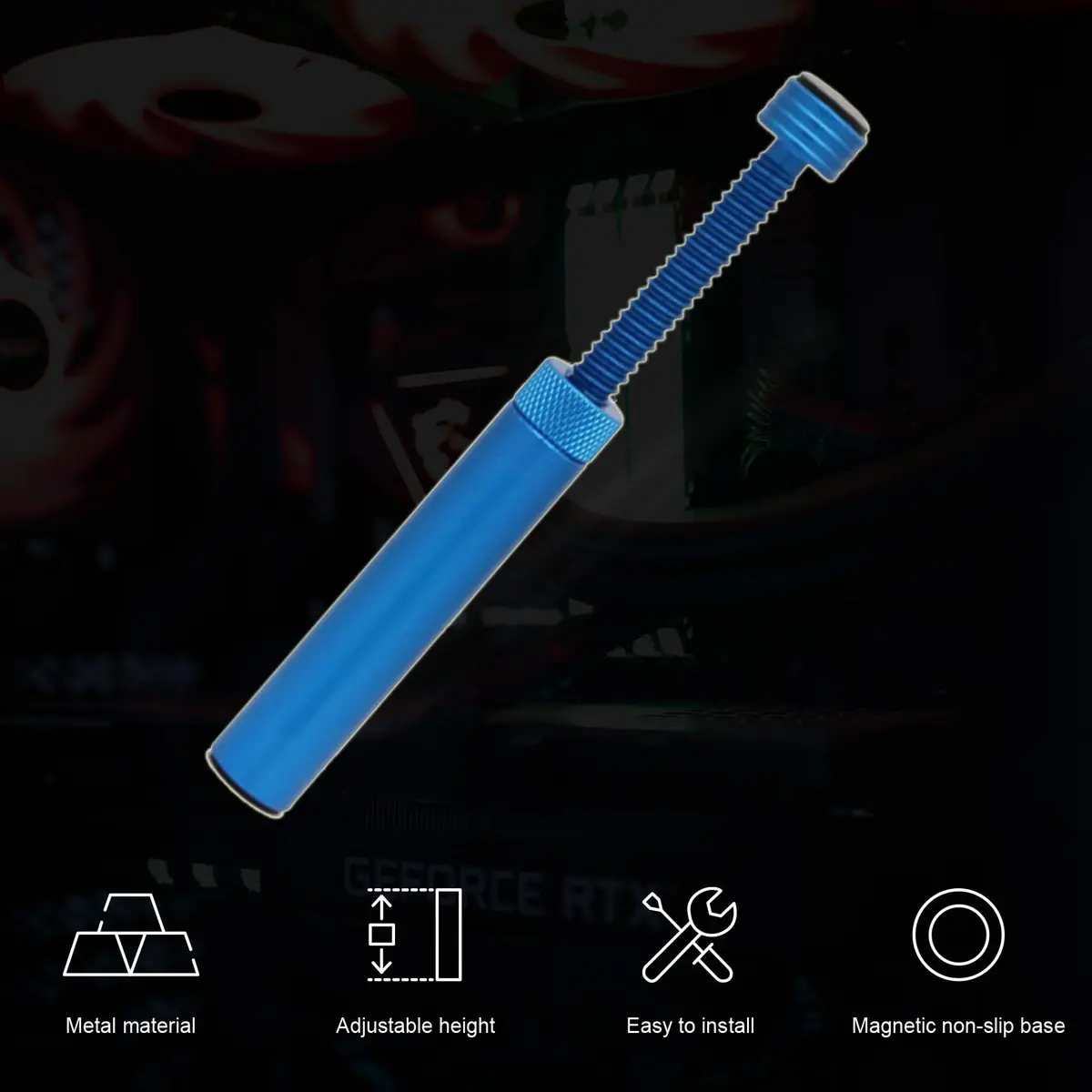 Aivalas Graphics Card GPU Brace Support | Anti Sag Holder, Height Adjustable, Aluminum, Blue - view 7