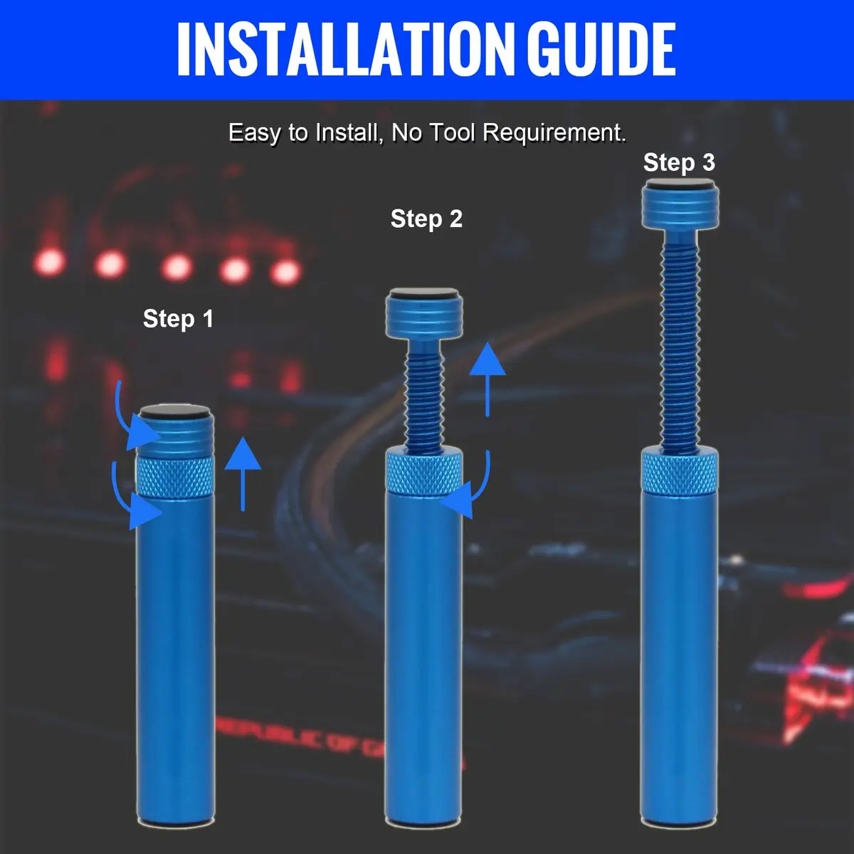 Aivalas Graphics Card GPU Brace Support | Anti Sag Holder, Height Adjustable, Aluminum, Blue - view 3