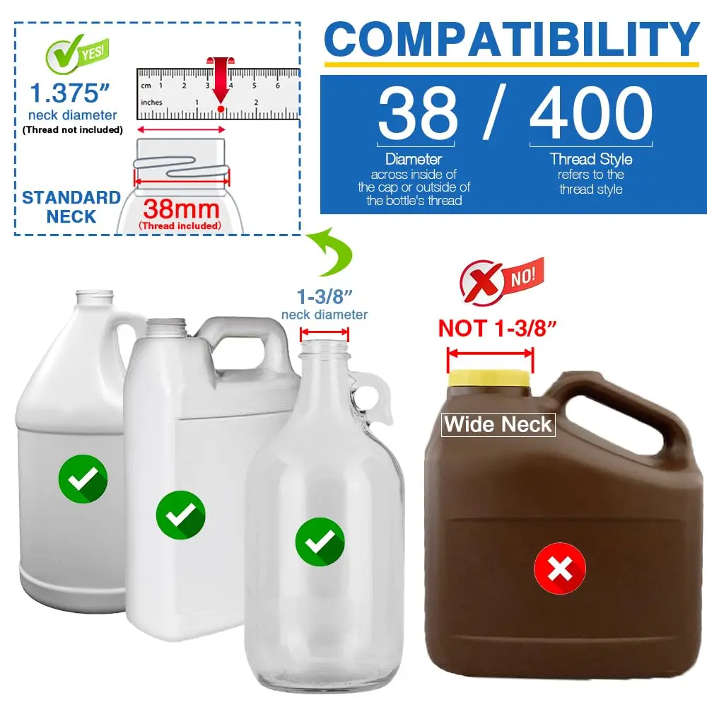 DupakSYS 4Pcs 38-400 Leak Proof Gallon Jug Syrup Pump Dispenser | Fits 1 Gallon Bottles - view 4