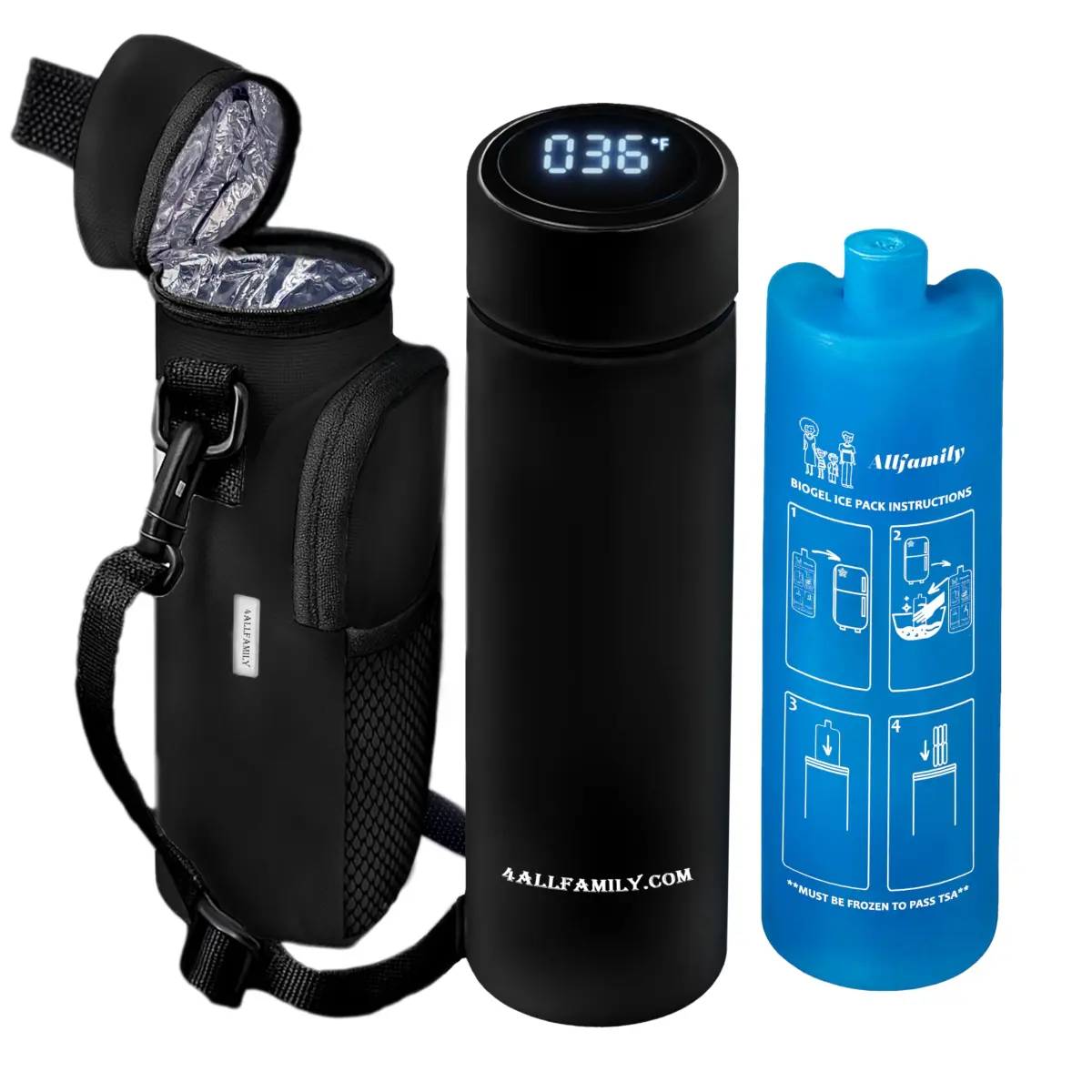 4ALLFAMILY Nomad Medium Pro Insulin Cooler Travel Case - Black | Keeps Medication Cool for 27 Hours - main product image