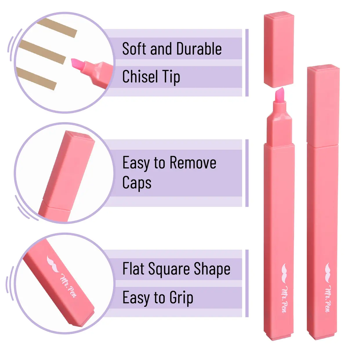Mr. Pen Aesthetic Highlighters No Bleed, 8 Pack, Assorted Colors | Chisel Tip, Cute Highlighters for Journaling, Highlighting, Underlining, Fast Dry - view 4