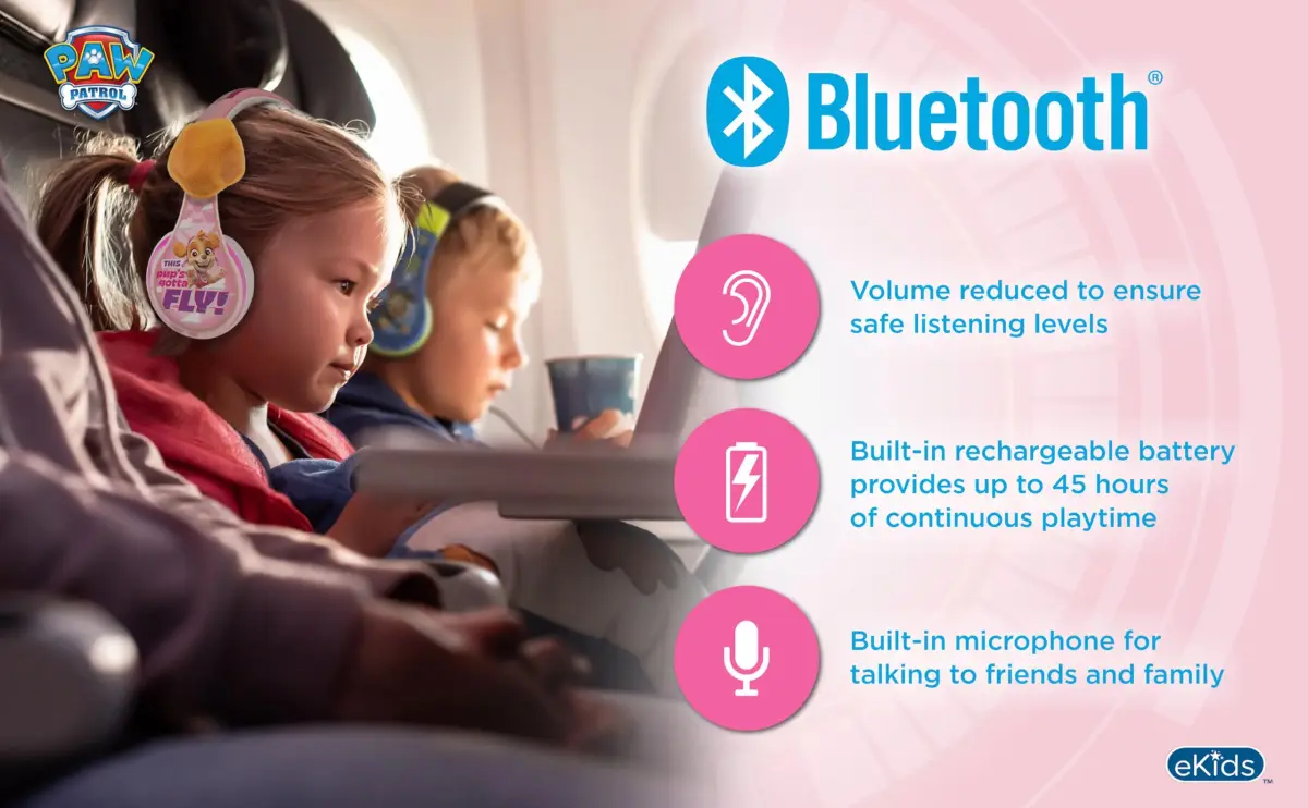 eKids Paw Patrol Skye Liberty Bluetooth Headphones for Kids | Wireless Over-Ear Headset - view 2