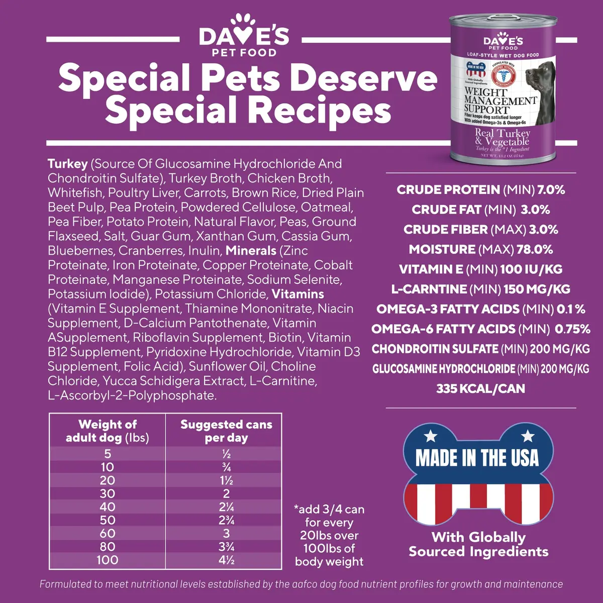 Dave's Pet Food Weight Management Dog Food, Turkey & Vegetables, 13.2 oz | Supports Weight Loss & Energy - view 9