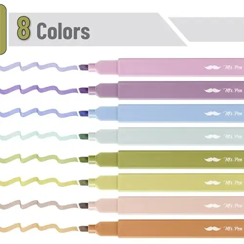 Mr. Pen Aesthetic Highlighters No Bleed, 8 Pack, Verdant Earth Chisel Tip | Smooth Ink Flow Value Pack - view 6