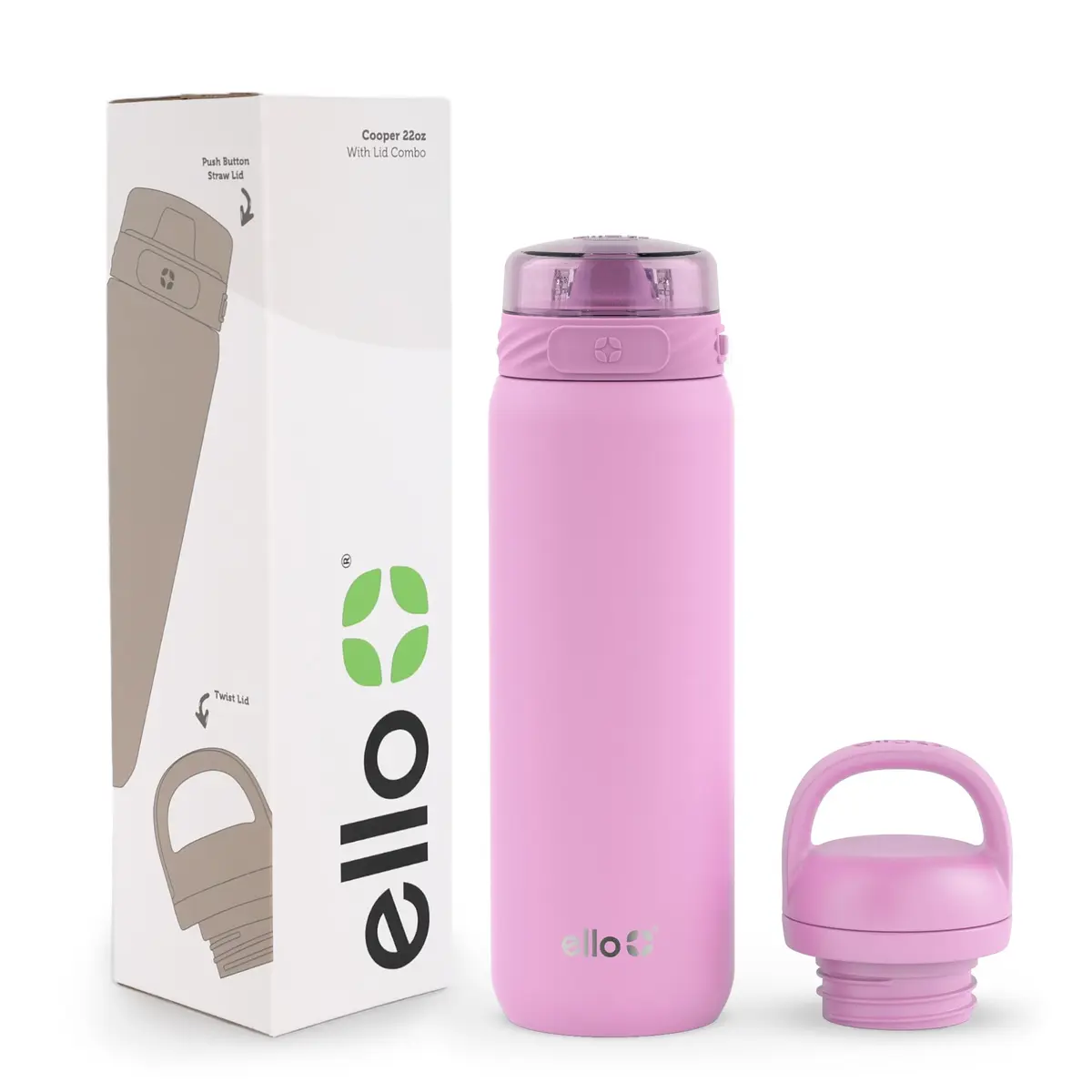 Ello Cooper 22oz Insulated Stainless Steel Water Bottle | Leakproof & Cold for All-Day Hydration - main product image