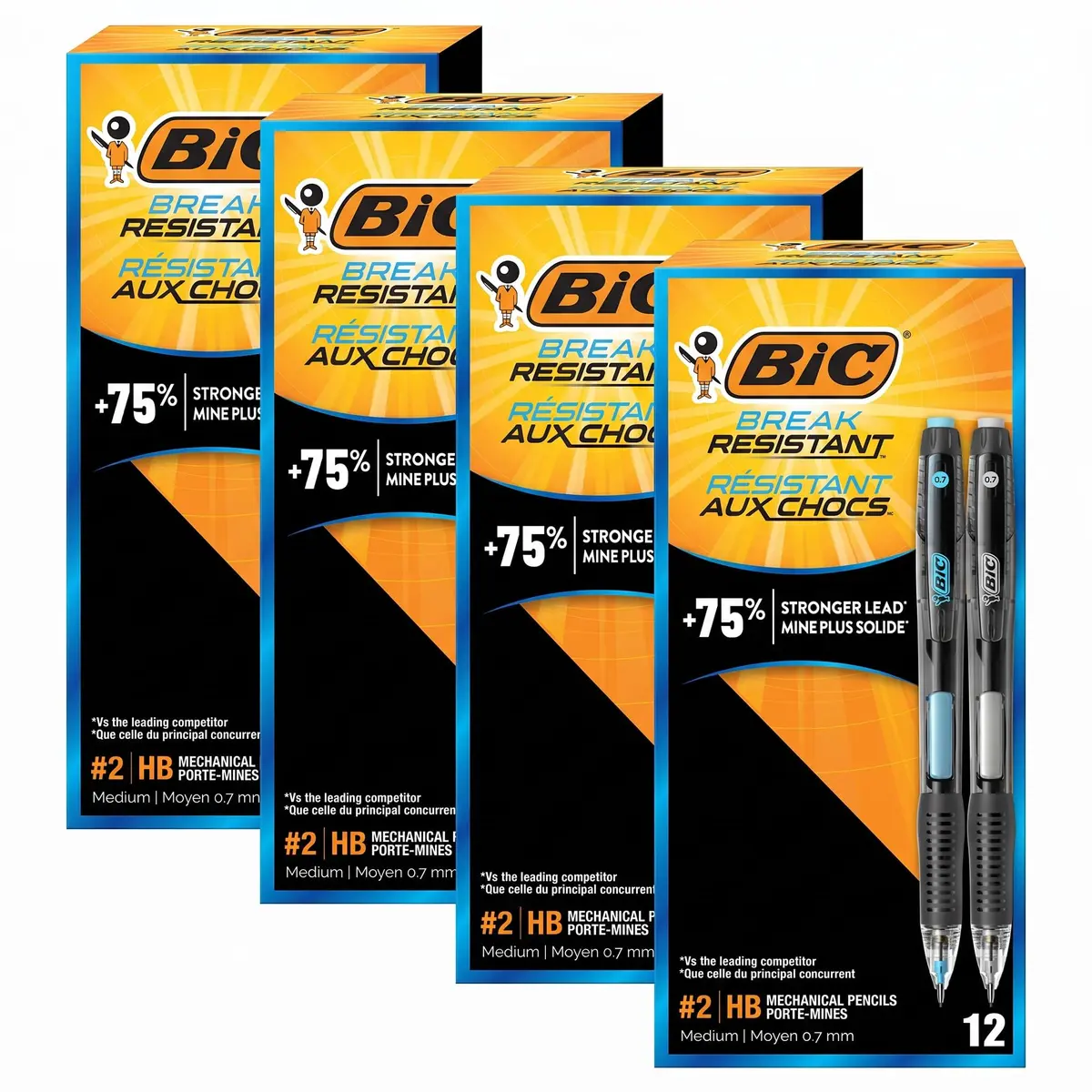 BIC Break-Resistant Mechanical Pencils 0.7mm | No. 2 Medium Point, Pack of 4 - main product image