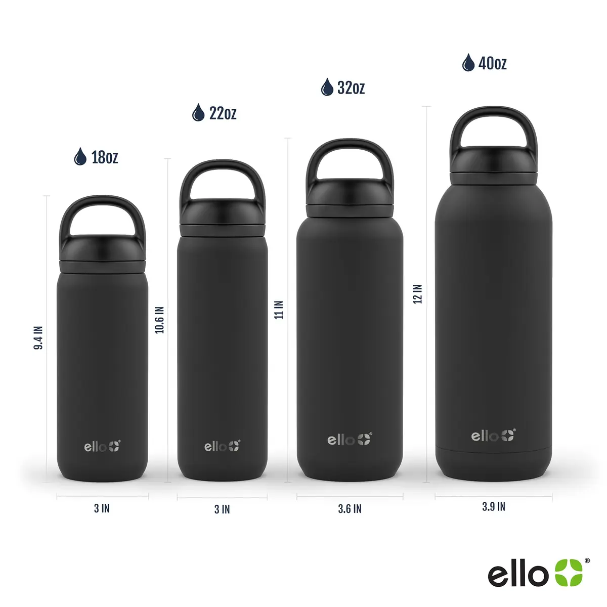 Ello Cooper 40oz Insulated Stainless Steel Water Bottle with Straw, Antigua | Keeps Cold 24 Hours - view 5