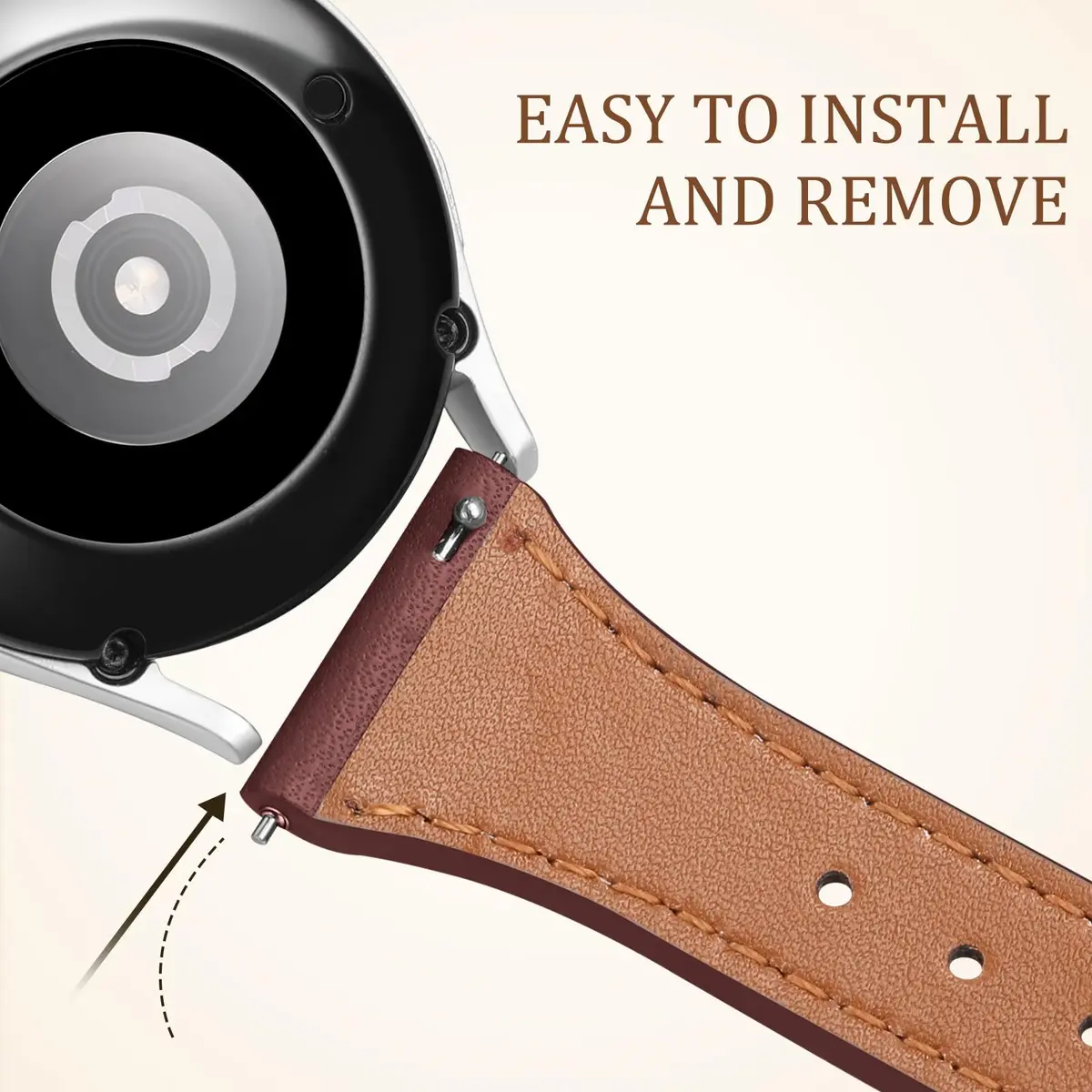 GEAK Slim Leather Band Compatible with Galaxy Watch 7/6/5/4/Active 2 | Genuine Leather, 20mm, Quick Release - view 8