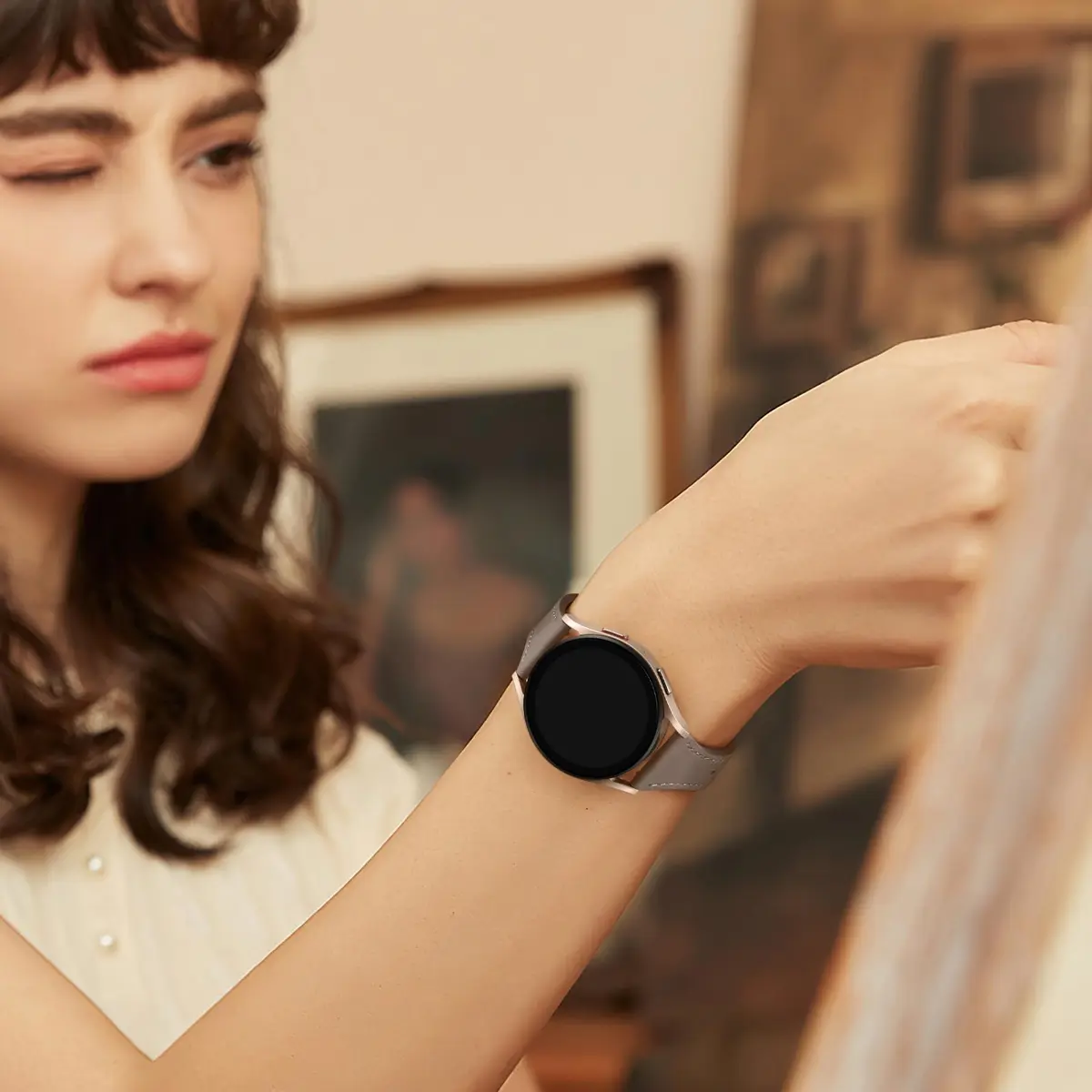 GEAK Slim Leather Band Compatible with Samsung Galaxy Watch 7/6/5/4 40mm 44mm 45mm Classic, 20mm Genuine Leather Strap with Quick Release Buckle for Women - view 8