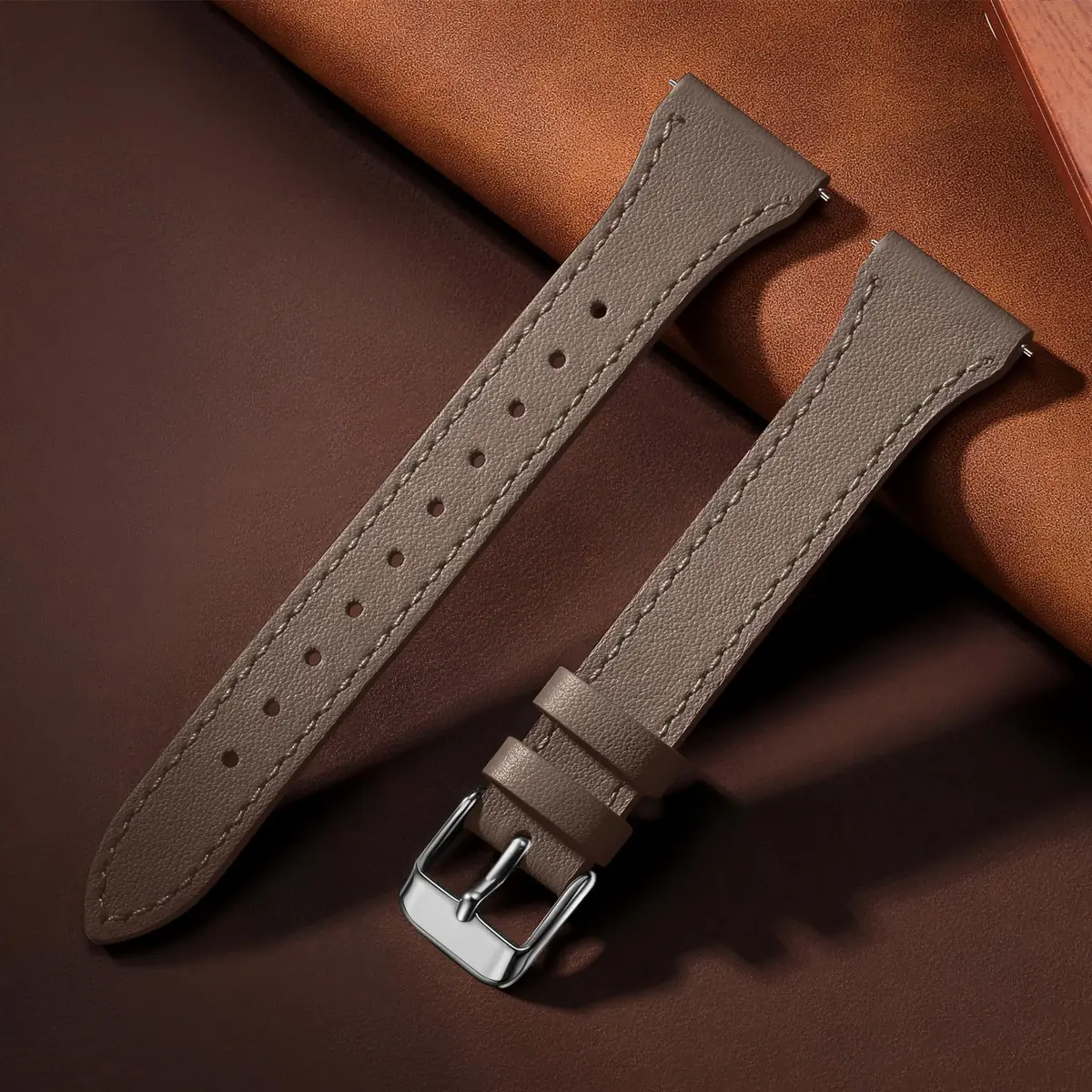 GEAK Slim Leather Band Compatible with Samsung Galaxy Watch 7/6/5/4 40mm 44mm 45mm Classic, 20mm Genuine Leather Strap with Quick Release Buckle for Women - view 4