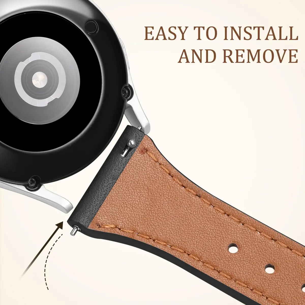 GEAK Slim Leather Band Compatible with Galaxy Watch 7/6/5/4/Active 2 40mm/44mm | Genuine Leather Strap with Quick Release - view 8