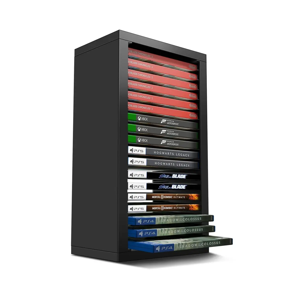 TNP Video Game Storage Tower for PS5 and Nintendo Switch | 18 Disc Capacity | Black - main product image