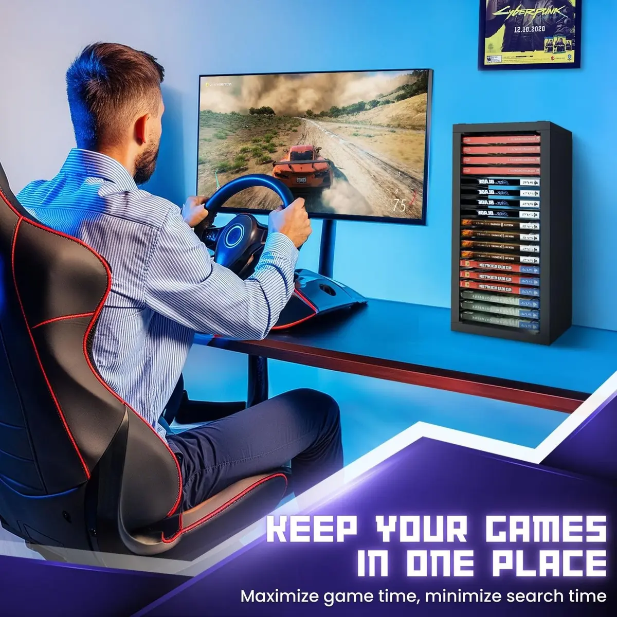 TNP Video Game Storage Tower for PS5 and Nintendo Switch | 18 Disc Capacity | Black - view 9