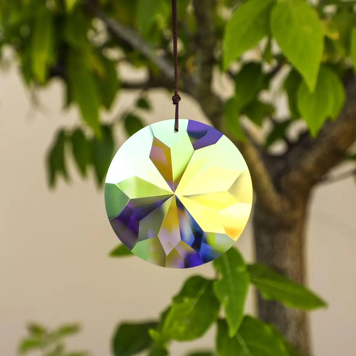 YU FENG 3 Inch Round Crystal Prism Suncatcher, AB Color Rainbow Maker (79mm / 3.1in) - view 6