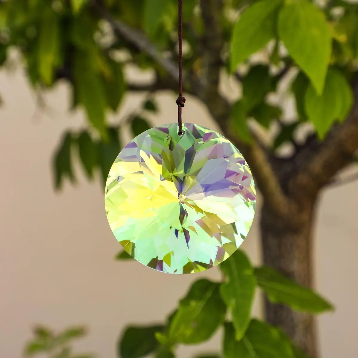 YU FENG 3 Inch Round Crystal Prism Suncatcher, AB Color Rainbow Maker (79mm / 3.1in) - view 7