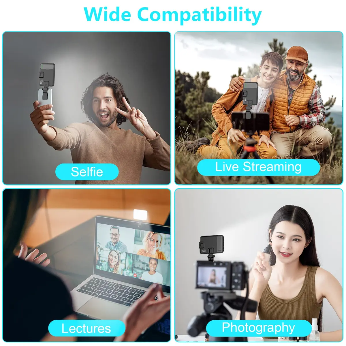 Hagibis RGB Video Light, 360° Full Color Selfie Light LED Camera Light with 3 Cold Shoe Mounts/CRI 97+/20 Scene Modes/2200mAh Rechargeable Portable Phone Light Photography Selfie Lighting | 7 Light Modes & 10 Brightness - view 5