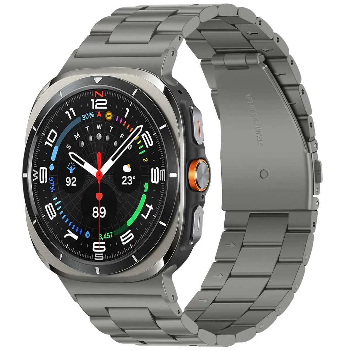 Anlinser No Gap Bands Compatible with Samsung Galaxy Watch Ultra 2/1 47mm Gray Titanium Metal Strap | Classic Style for Men & Women - main product image