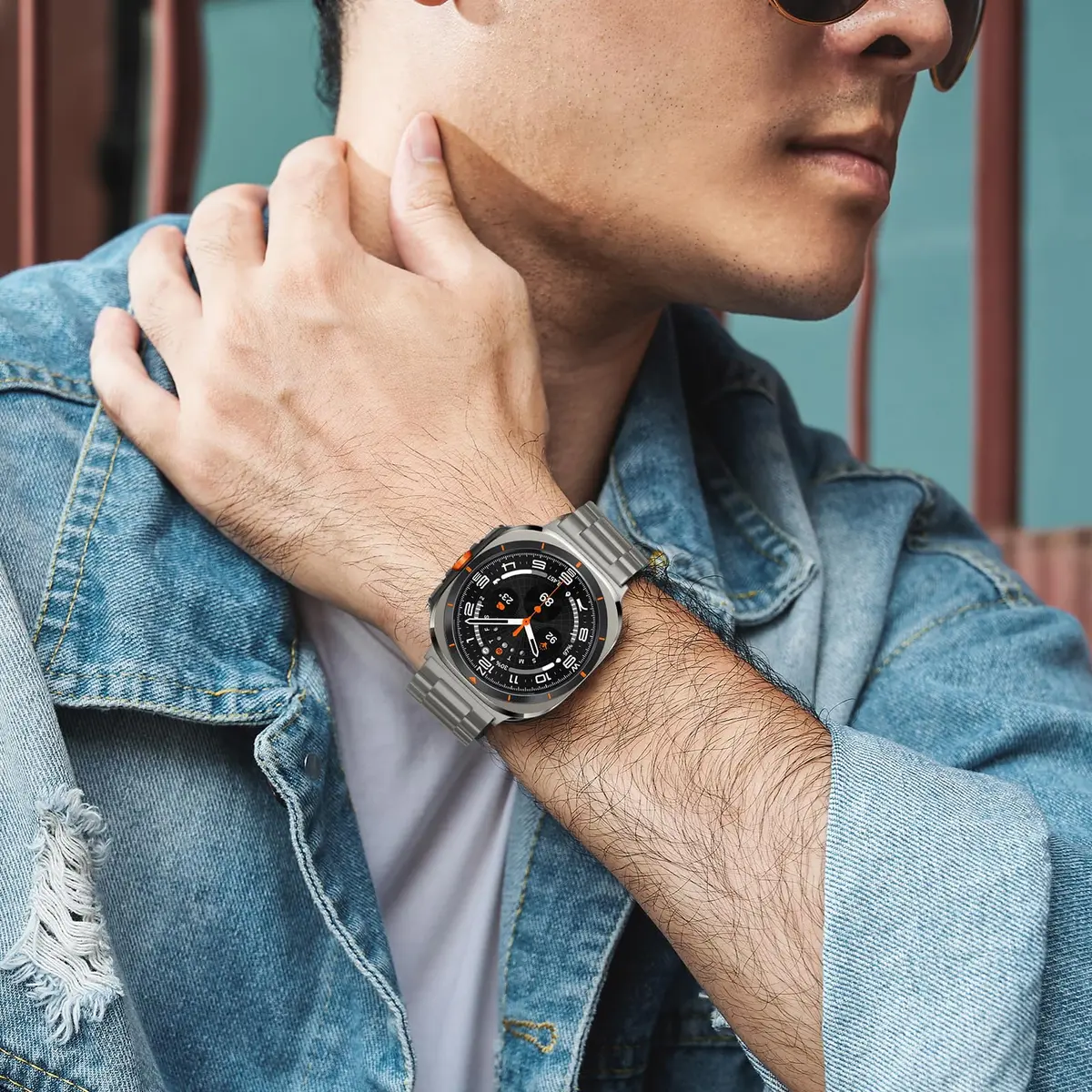 Anlinser No Gap Bands Compatible with Samsung Galaxy Watch Ultra 2/1 47mm Gray Titanium Metal Strap | Classic Style for Men & Women - view 5