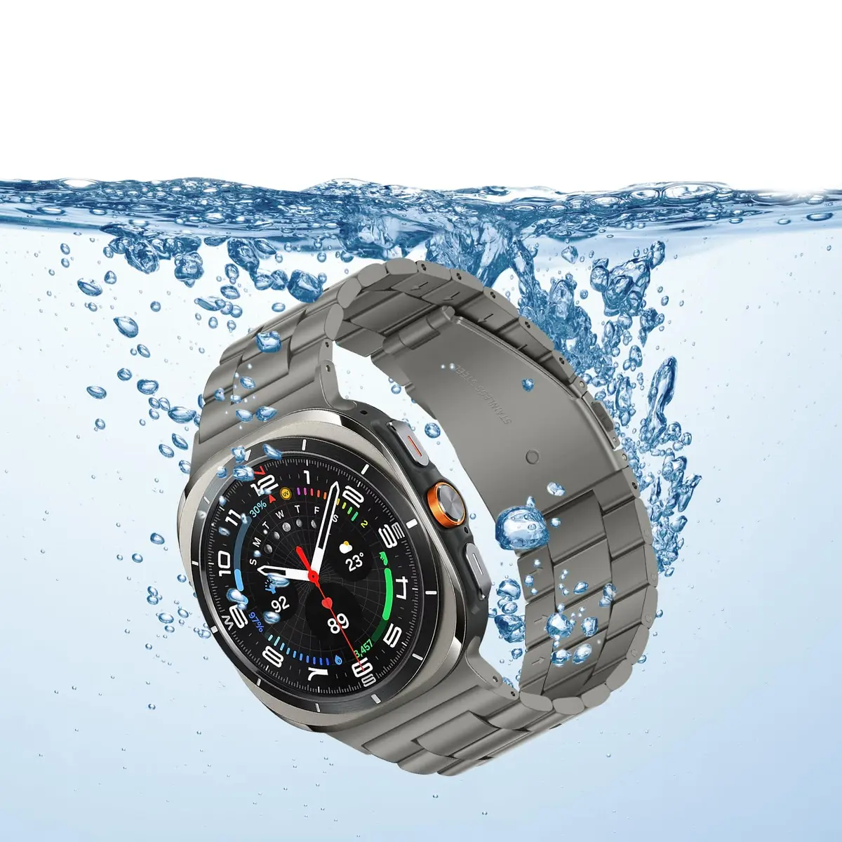 Anlinser No Gap Bands Compatible with Samsung Galaxy Watch Ultra 2/1 47mm Gray Titanium Metal Strap | Classic Style for Men & Women - view 4