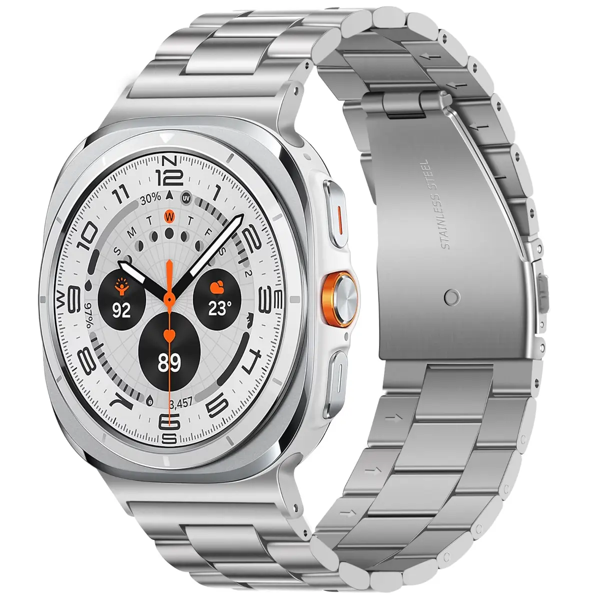 Anlinser No Gap Metal Watch Band Compatible with Samsung Galaxy Watch Ultra 2/1 47mm Silver | Adjustable Stainless Steel Strap - main product image