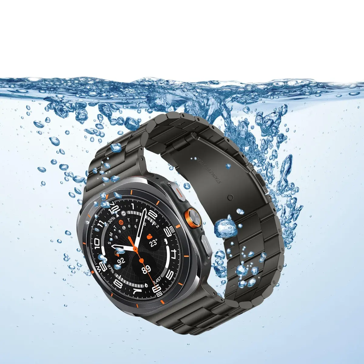 Anlinser No Gap Bands Compatible with Samsung Galaxy Watch Ultra 2/1 47mm Graphite | Stainless Steel Metal Strap - view 4