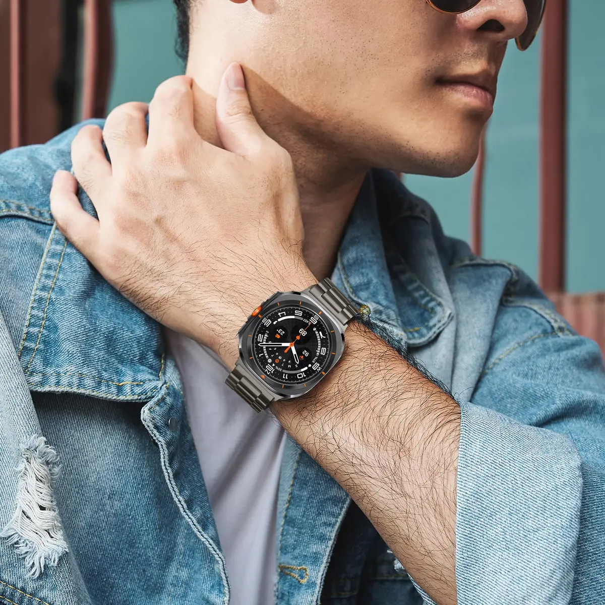 Anlinser No Gap Bands Compatible with Samsung Galaxy Watch Ultra 2/1 47mm Graphite | Stainless Steel Metal Strap - view 5
