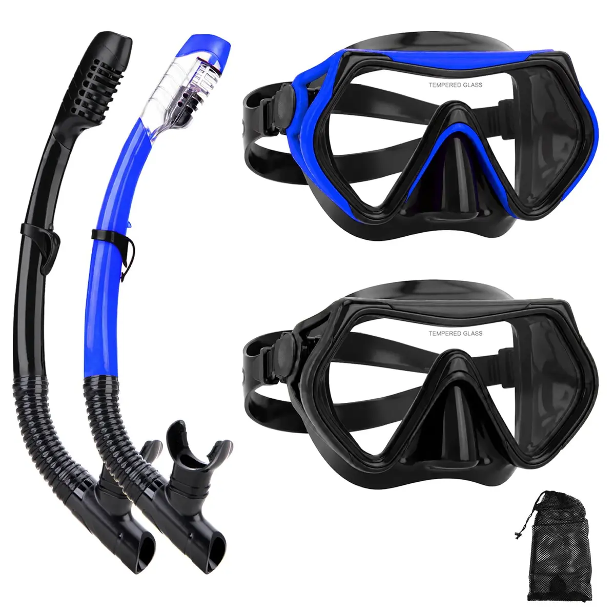 DIPUKI Snorkeling Gear for Adults | Dry Snorkel Mask Set, Wide View, Anti-Fog, Scuba Diving, Swimming Packages (0.811 Fl Oz) - main product image