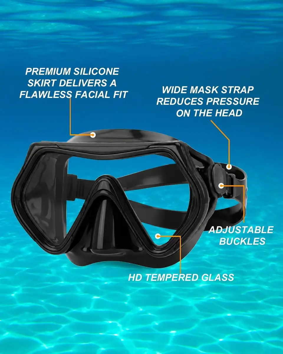 DIPUKI Snorkeling Gear for Adults | Dry Snorkel Mask Set, Wide View, Anti-Fog, Scuba Diving, Swimming Packages (0.811 Fl Oz) - view 4