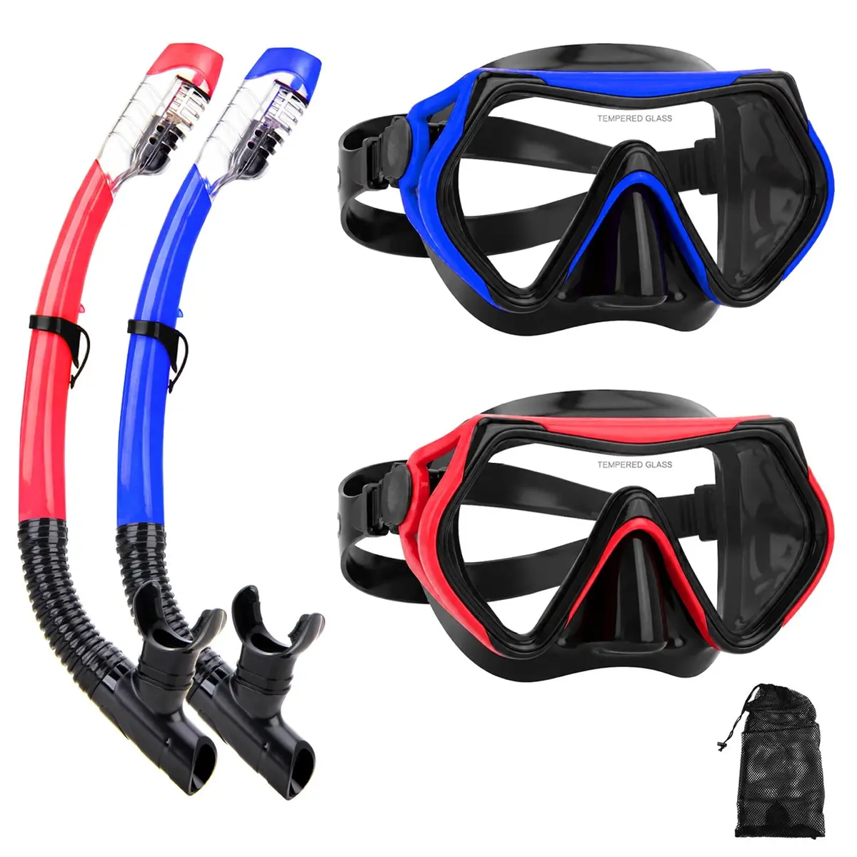 DIPUKI Snorkeling Gear for Adults | Dry Snorkel Mask Set, Wide View, Anti-Fog, 2 Pack (1.02kg) - main product image