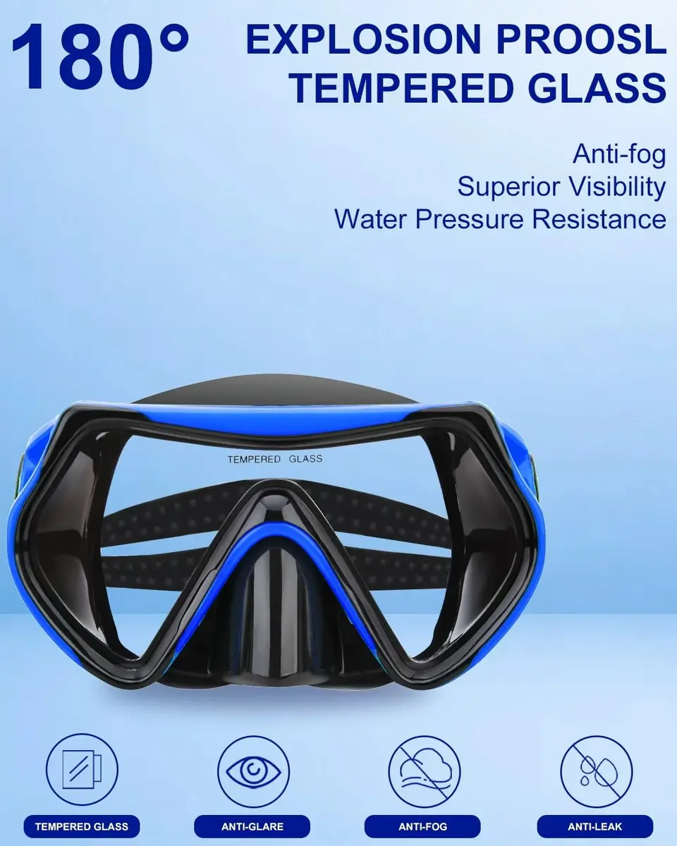 DIPUKI Snorkeling Gear for Adults | Dry Snorkel Mask Set, Wide View, Anti-Fog, 2 Pack (1.02kg) - view 3