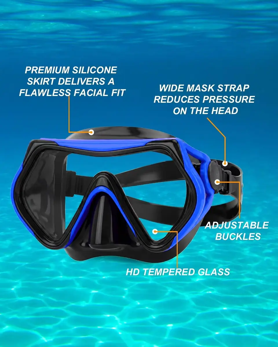DIPUKI Snorkeling Gear for Adults | Dry Snorkel Mask Set, Wide View, Anti-Fog, 2 Pack (1.02kg) - view 4