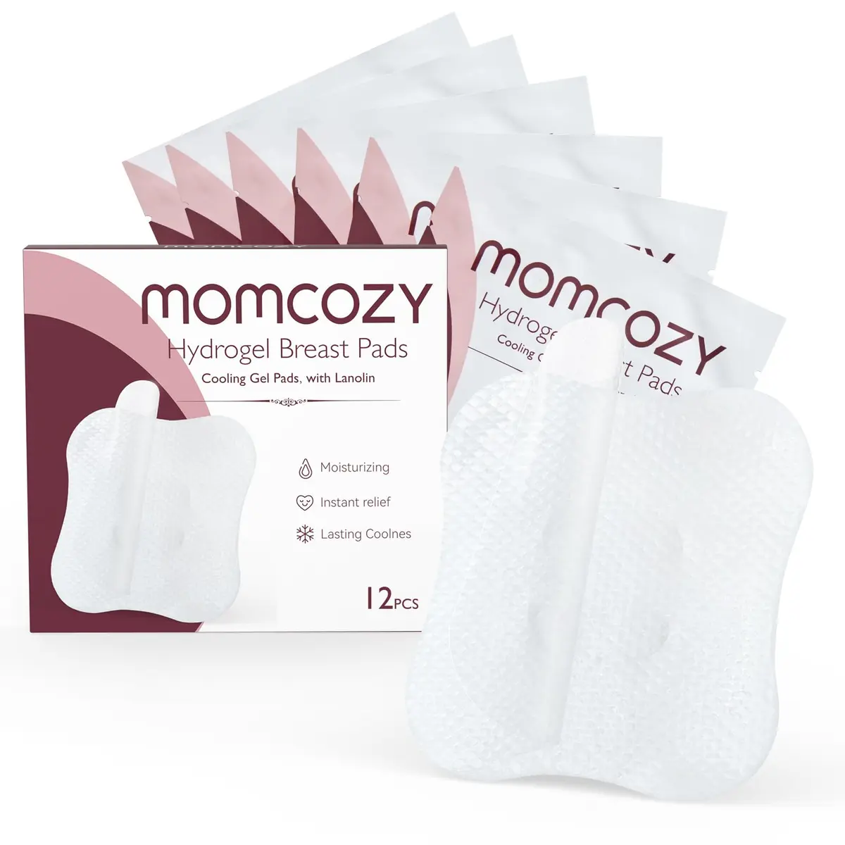 Momcozy Hydrogel Nursing Pads 12 Count | Cooling Relief for Sore Nipples - main product image