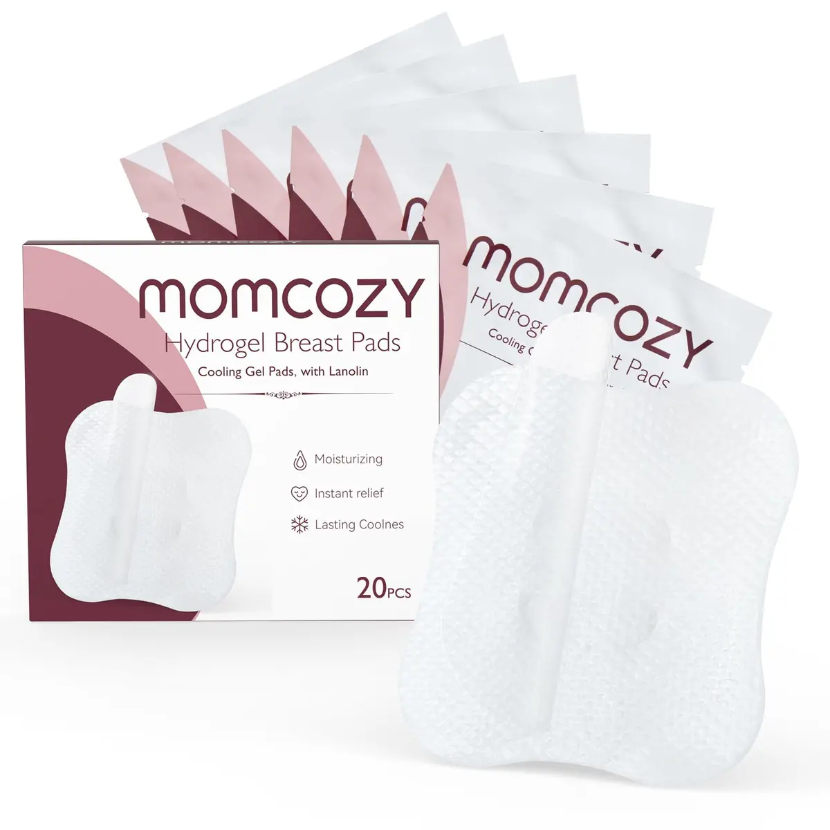 Momcozy Hydrogel Nursing Pads 20 Count | Cooling Relief for Sore Nipples - main product image