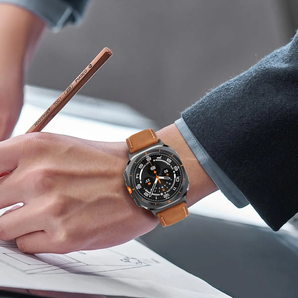 Tasikar Leather Band Compatible with Samsung Galaxy Watch Ultra 2/1 47mm | Classic Brown Genuine Leather Strap - view 7