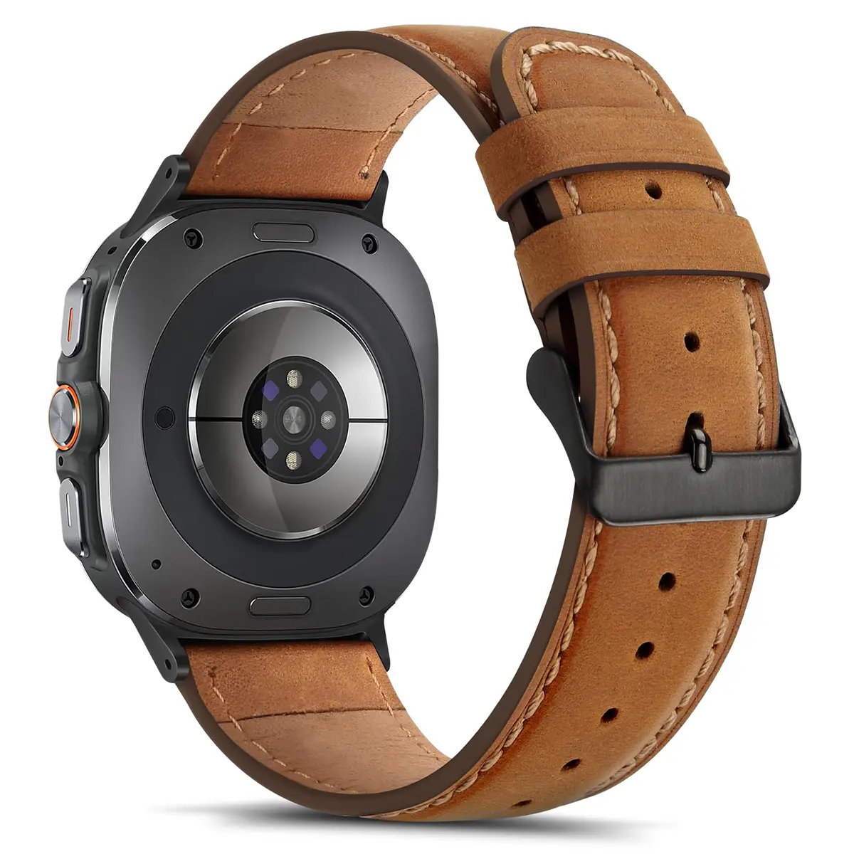 Tasikar Leather Band Compatible with Samsung Galaxy Watch Ultra 2/1 47mm | Classic Brown Genuine Leather Strap - view 3